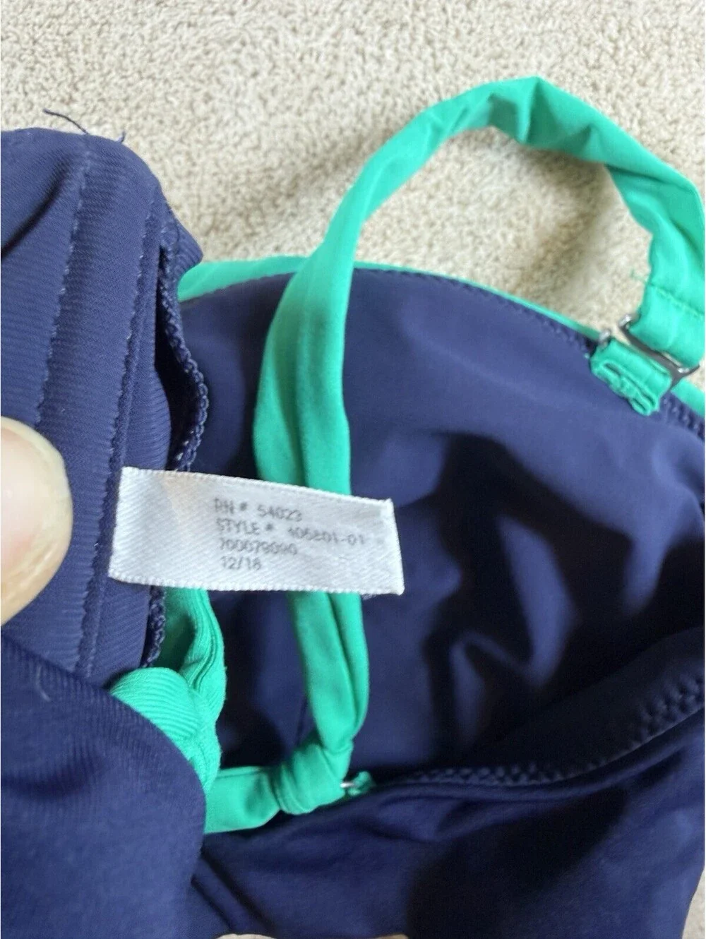 Athleta Size M Colorblock Bikini Swim Top Teal Navy Adjustable Straps